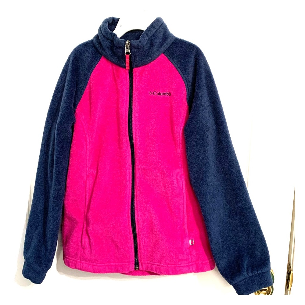Girls Columbia Fleece Jacket (Pink/Navy)